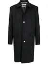 Off-white Single-breasted Wool-blend Coat In Black