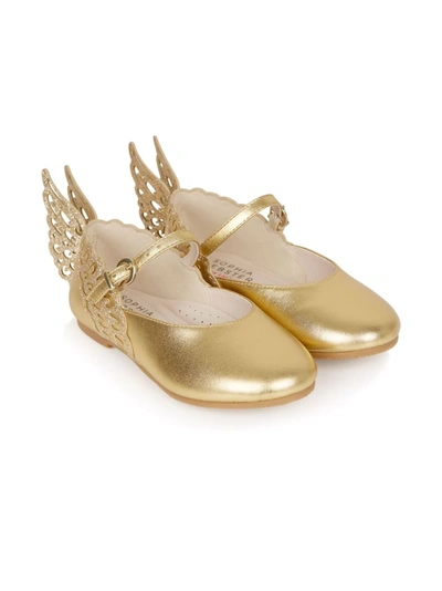 Sophia Webster Mini Kids' Gold Evangeline Butterfly Ballerina Shoes