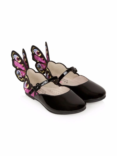 Sophia Webster Mini Kids' Butterfly-detail Ballerina Shoes In Black