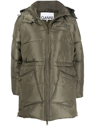 Ganni Oversize Midi Puffer Jacket In Kalamata