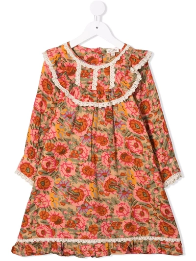 Bytimo Kids' Floral-print Cotton Dress In Neutrals