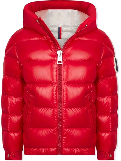 Moncler Kids' Logo-print Hooded Jacket In Red