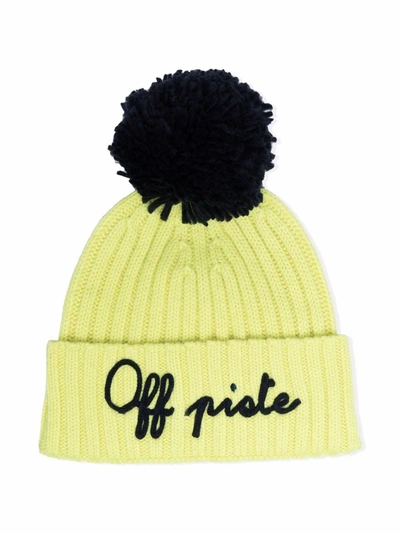 Mc2 Saint Barth Kids' Slogan Beanie Hat In Yellow