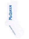 Alexander Mcqueen Graffiti Logo Crew Socks In White