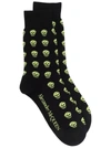 Alexander Mcqueen Black & Green Skull Socks