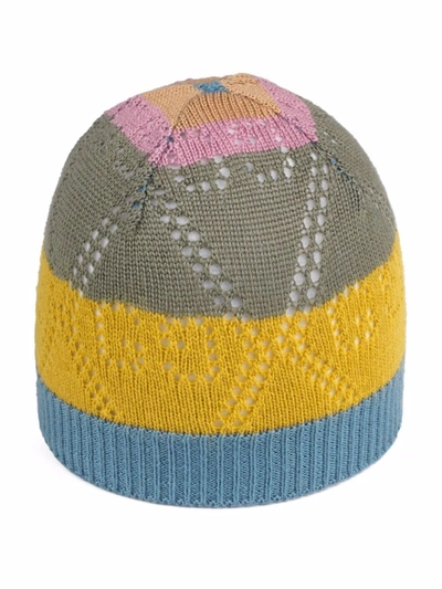Gucci Babies' Gg Knit Wool Hat In Yellow