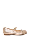 GUCCI GLITTER FLAT SHOES WITH HORSEBIT DETAIL,660068KUS40 9960(SABLE/BRIGHT GOLD)