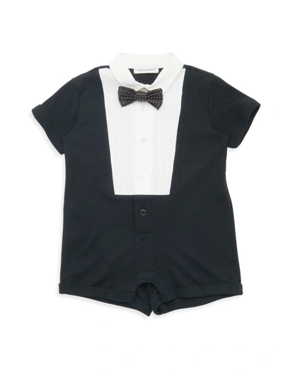 Dolce & Gabbana Baby Boy's Stretch Cotton Tuxedo Romper In Black