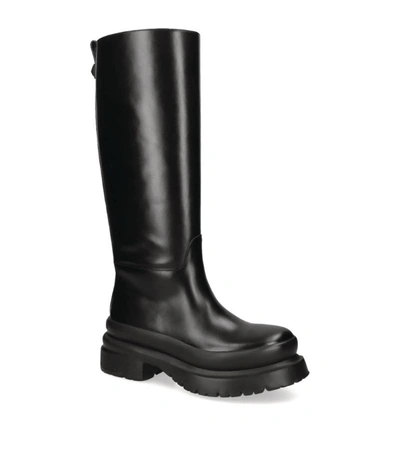 Valentino Garavani Black Roman Stud 50 Knee-high Leather Boots