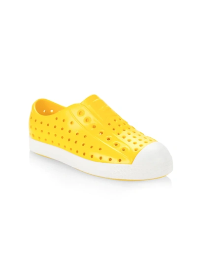 Native Shoes Kids' Jefferson Water Friendly Slip-on Vegan Sneaker In Yellow/ Shell White