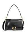 Coach Tabby Leather C Medallion Shoulder Bag In Black