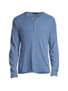 Atm Anthony Thomas Melillo Distressed Cotton Henley Top In Ocean