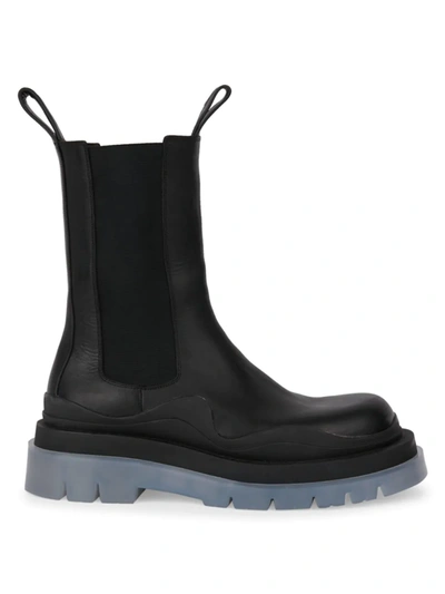 Bottega Veneta Contrast-sole Leather Tire Boots In Nero Club