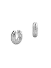 Swarovski Dextera Hoop Earrings Pave Small White Rhodium Plated In Silver