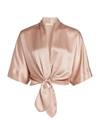 The Sei Dolman Tie-front Silk Blouse In Shell