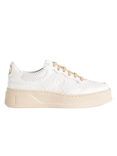 Gucci Gg-embossed Leather Low-top Trainers In White