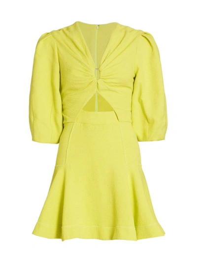 Simkhai Kayleigh Textured Ripple Crepe V-neck Dress In Lime