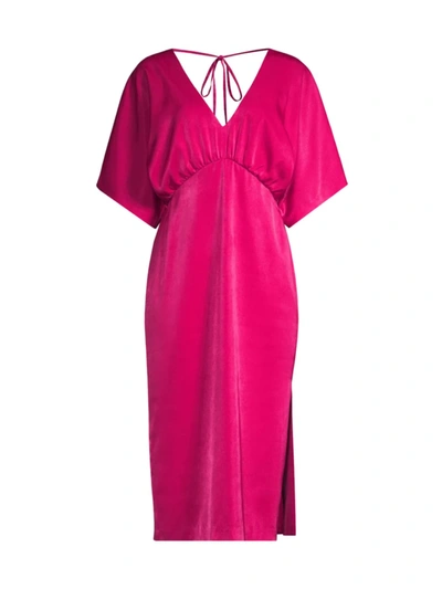 Aidan Mattox Gathered Stretch-crepe Midi Dress In Fuchsia