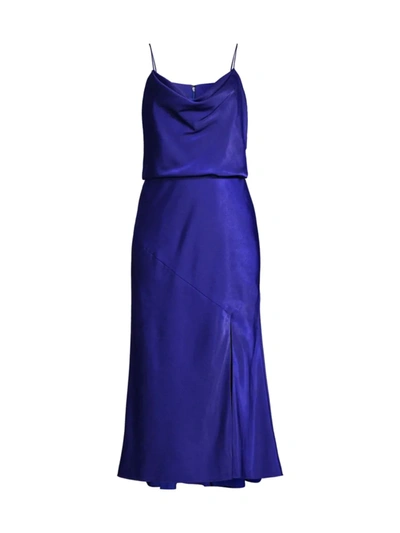 Aidan Mattox Satin Cowlneck Slip Dress In Blue