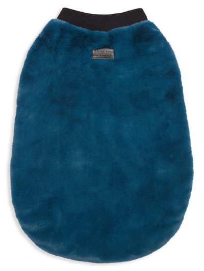 Apparis Carter Faux Fur Dog Sweater In Stone Blue