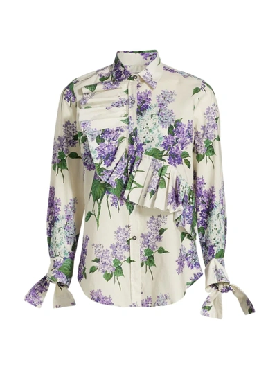 Libertine Lilac Garden Ruffle Collared Shirt