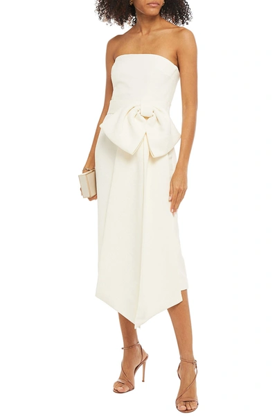 Rebecca Vallance Greta Strapless Bow-embellished Cloqué Midi Dress In Ivory