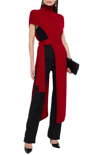 Safiyaa Jodine Belted Asymmetric Cashmere Turtleneck Jumper
