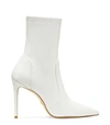 Stuart Weitzman Stuart Stretch Leather Stiletto Booties In White