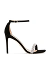 Stuart Weitzman Crystal-embellished 100m Leather Sandals In Black