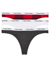 Calvin Klein Carousel Cotton 3-pack Thong Underwear Qd3587 In Buffalo,white,grey