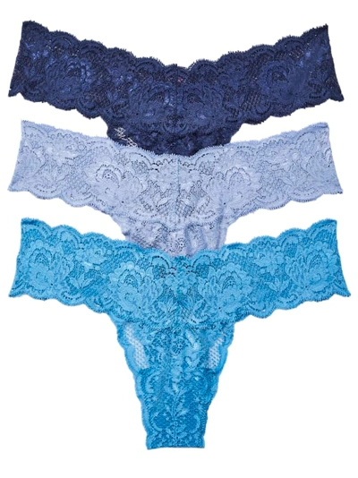 Cosabella Never Say Never Cutie Low Rise Thong 3-pack In Blue Diamond