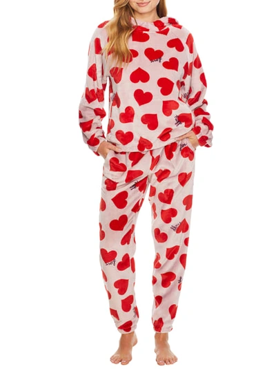 Dkny Sleepwear Chenille Jogger Pajama Set In Viola Hearts