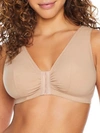 Leading Lady Meryl Front-close Wire-free Bra In Warm Taupe