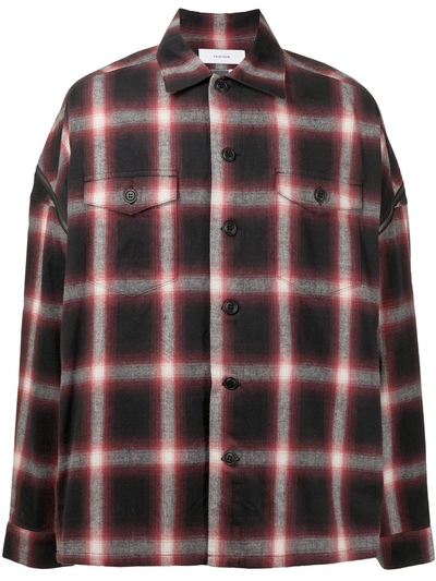 Facetasm Zip-detail Oversized Checked Shirt In 红色