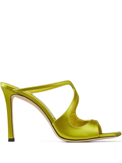 Jimmy Choo Anise Strappy Patent Leather Sandals In Green