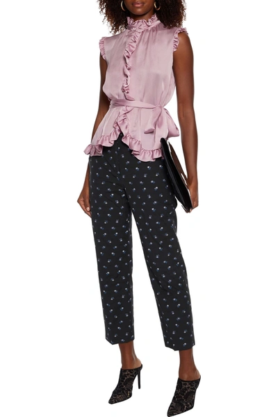 Erdem Gianna Cropped Cotton-jacquard Straight-leg Pants In Black