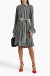 MIKAEL AGHAL LACE-TRIMMED RUFFLED PRINTED CREPE DE CHINE DRESS,3074457345627830716