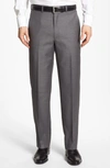 Santorelli Loro Piana Wool Regular Fit Dress Pants In Medium Grey
