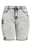 City Chic High Waist Distressed Denim Shorts In Grey