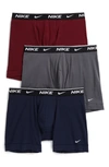 Nike Dri-fit Everyday Assorted 3-pack Performance Boxer Briefs In Grey/ Beetroot/ Navy