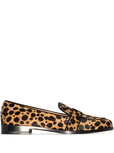 Aquazzura Martin Grosgrain-trimmed Loafers In Animal Print Ponyhair In Brown