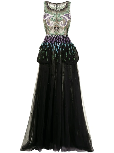 Saiid Kobeisy Bead-detail Tulle Maxi Dress In Black