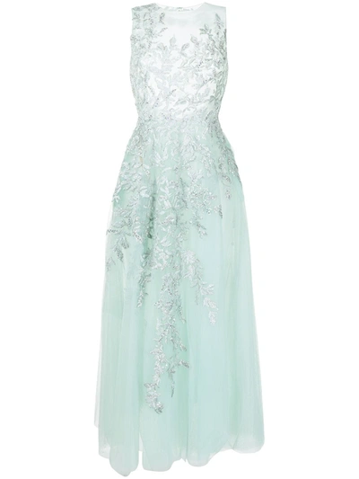 Saiid Kobeisy Floral-embroidered Sleeveless Dress In Green