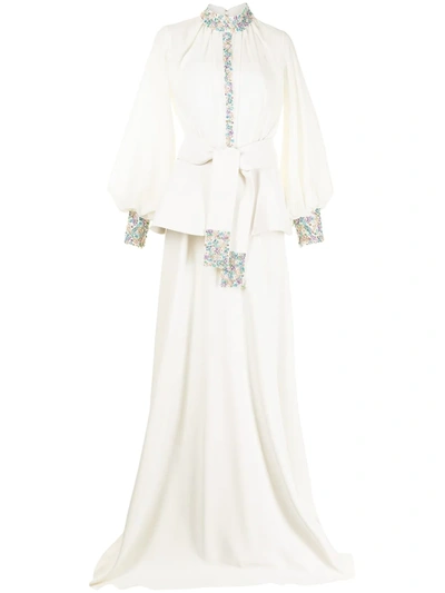Saiid Kobeisy Bead-embellished Kaftan Dress In White