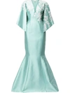 Saiid Kobeisy Floral-embroidered Maxi Dress In Green