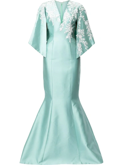 Saiid Kobeisy Floral-embroidered Maxi Dress In Green