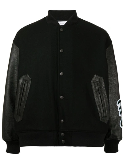 Facetasm Panelled Fleece Bomber Jacket In Black