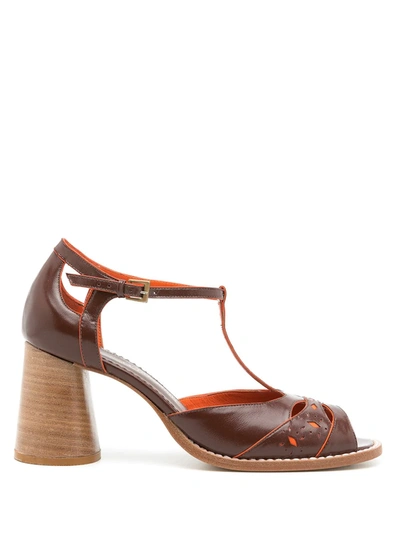 Sarah Chofakian Leather Manchester Sandals In Brown