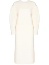 Tibi Dropped Shoulder Puffer Sleeves Dress In Neutrals