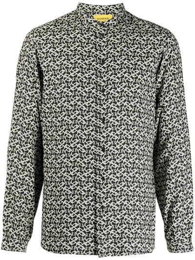 Dundas Monogram Button-up Shirt In Black